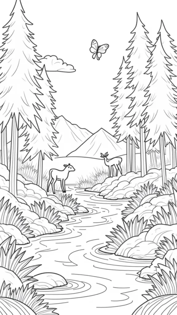 nature scene coloring pages